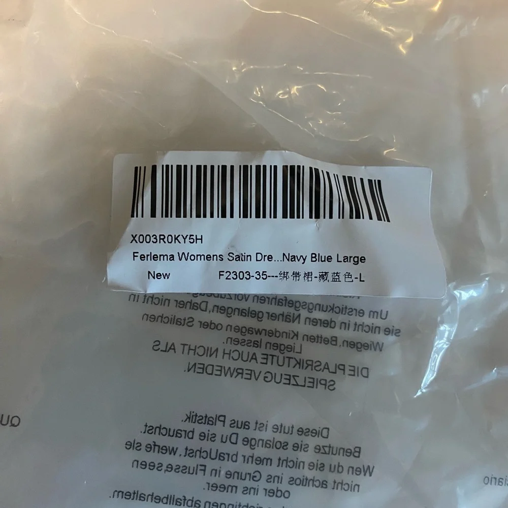 NWOT Ferlema Navy Satin Summer Dress - Picture 6 of 6